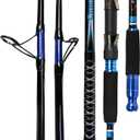 Fiblink Saltwater Fishing Rod Carbon Fiber Jigging Rod with 2 Piece Twin-Tip Spinning & Casting Portable Travel Fishing Jig Rod (56"/6'/6'6") (Blue)