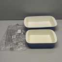 LE TAUCI Deep Casserole Dishes for Oven, 13.7”x9.6” Ceramic Baking Dish Set with Roasting Racks, Large Lasagna Pans with Handles, Rectangular Bakeware as Gift for Mom, Dusty Blue (4.6QT/3.0QT/1.6QT), Set of 2