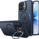 ESR for iPhone 17 Case with Stash Stand, Compatible with MagSafe, Military-Grade Drop Protection Magnetic Phone Case, Scratch-Resistant Back Cover,Frosted Blue