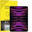 JETech Screen Protector for iPad Pro 11-Inch (2022/2021/2020/2018 Model), iPad Air 5/4 2022/2020 10.9-Inch, Face ID Compatible, Tempered Glass Film, 2-Pack