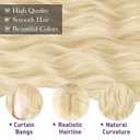 Haloo Blonde Wigs with Curtain Bangs for Women - Long Wavy Middle Part Natural Looking Synthetic Hair Wig for Daily Party Cosplay Costume, 26 Inch
