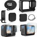 FiTSTILL Black Silicone Sleeve Rubber Protective Case for GoPro Hero 13 Black, Accessories Kit Includes Screen Protectors, Lens Caps, Lanyard & Battery Side Cover