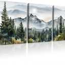 DZRWUBHS Wall Art for Living Room Wall Decor for Bedroom Office Decor Abstract Mountain Forest Landscapes Ink Painting 3 Piece Framed Canvas Art Prints Ready to Hang Wall Pictures Modern Home Decor (12x16inches*3pcs, Foggy Forest Wall Painting)