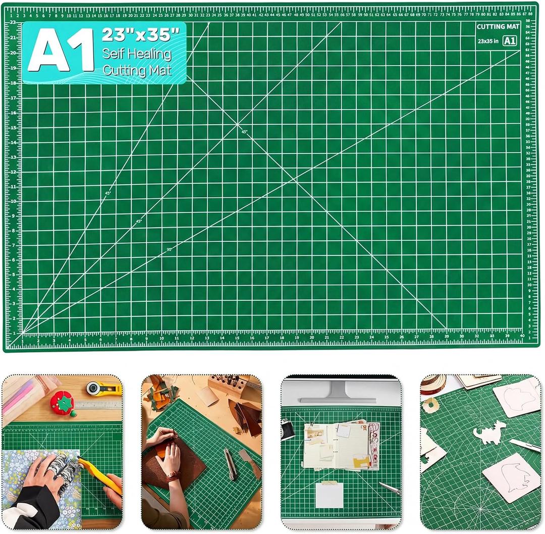 Self Healing Cutting Mat, 23" x 35", Double-Sided Rotary Cutting Mat for Sewing, Quilting, Scrapbooking, Fabric & Craft Cutting Board, (A1), Green