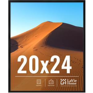 LaVie Home 20x24 Picture Frame for Wall Display, 20x24 Black Picture Frame with HD Plexiglas, 20 x 24 Poster Frame 1 Pack, Display Frame for Vertical or Horizontal, Classic Collection