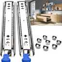 1 Pair Heavy Duty Drawer Slides Full Extension Side Mount 20 22 30 32 34 36 38 40 Inch Metal Rails Track Guide Glides Runners 260lbs (with Lock, 16 inch)