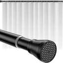 Shower Curtain Rod 45-77 Inch Black Shower Tension Rod Adjustable Curtain Rod No Drilling Tension Curtain Shower Rods for Bathroom Windows