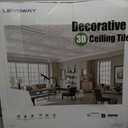 LEVOWAY 12-Pack PVC Drop Ceiling Tiles, 24 x 24in White 2'x2' Glue Up Ceiling Panel Cover 48 Sq.Ft