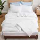 CozyLux California King Comforter Set White, 3 Pieces Cal King Solid Breathable Quilted Bedding Sets for All Seasons, Luxury Soft Lightweight Bed Set with Down Alternative Comforter and 2 Pillowcases