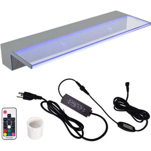 YUDA Lighted Waterfall Pool Fountain 24" with LED 7 Color Changing and Remote, Acrylic Waterfall Spillway for Sheer Descent Garden Outdoor