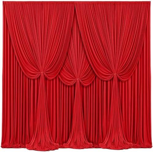 4 Panels Red Backdrop Curtains for Wedding Party Wrinkle Free Backdrops Curtain Drapes Fabric Decorations Photo Back Drop Cloth for Baby Shower Photography Stage Reception 20ft(W) x 12ft(H)