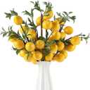 Giegxin 12 Pcs Artificial Lemon Decor 22.9 Inch Fake Lemons Branch Decoration Vivid Yellow Lime Branches 5 Head Faux Lime with Stem Decorations for Kitchen Table Vase Home Farmhouse Party