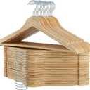 ELONG HOME Solid Wooden Hangers 30 Pack, Wood Suit Hangers with Extra Smooth Finish, Precisely Cut Notches & Chrome Swivel Hook, Wooden Clothes Hangers for Shirt Coat Jacket Dress, Natural