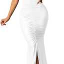 Sexy Formal Dress for Women Ruched Off Shoulder Club Cocktail Bodycon Evening Gown Maxi Long Dresses, S