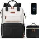 Maelstrom Travel Backpack for Women Men,Laptop Backpack Fits 15.6-17.3 Inch Laptop, Nurse/Work Bag with Insulated Lunch Box (Black-beige)