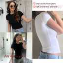 Dwnval Womens 2 Piece Sexy Casual Short Sleeve Crewneck Shirts Summer Slim Fit Cute Crop Tops (S)