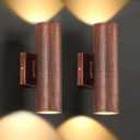 Outdoor Wall Lights 2 Packs, Integrated LED Cylinder Up Down 12W 2700K Modern Aluminum Light, Waterproof Exterior Light for Porch Patio Door
