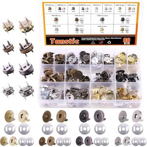 Tanstic 88 Sets 14mm and 18MM 4 Color Magnetic Button Clasps Snaps Fastener Clasps Button Knitting Buttons Sets for Sewing, Craft, Purses, Bags, Clothes, Leather