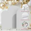 Arch Backdrop Stand and Cover Set 7.2FT/6.6FT/6FT, Gold Wedding Arch Frame with White Arch Cover Stretchy Spandex Wrinkle-Resistant, Wedding Arches for Ceremony Birthday Party Baby Shower