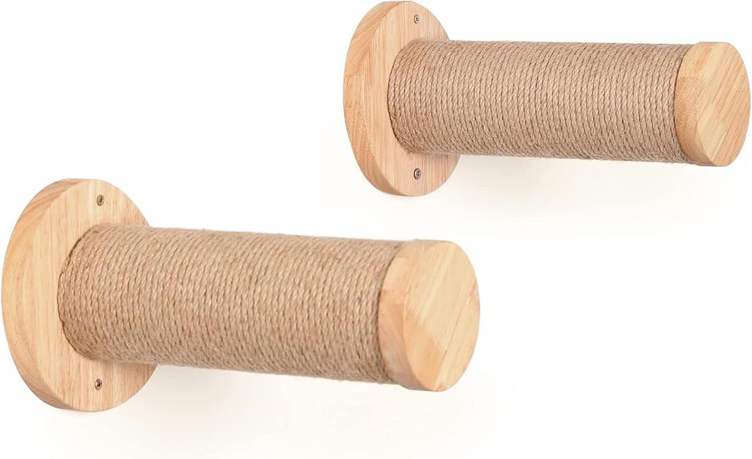FUKUMARU Cat Wall Furniture, 11.8 Inch Cats Steps for Drywall, Kitten Stairs for Wall Mounted with Jute Scratching Kittens Shelf, 2 of Pack