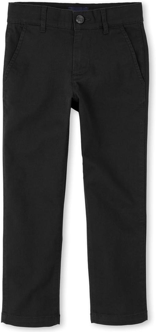 The Children's Place boys Stretch Skinny Chino Pants Jeans, Black Single, 6 Slim US