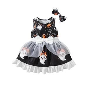 LATOBREATH Baby Girl Halloween Ghost Pumpkin Princess Costume Dress With Headband Clothes Set（12Y）