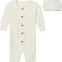 Modern Moments by Gerber Baby Sweater Knit Romper & Hat Set (3-6 Months, Ivory)