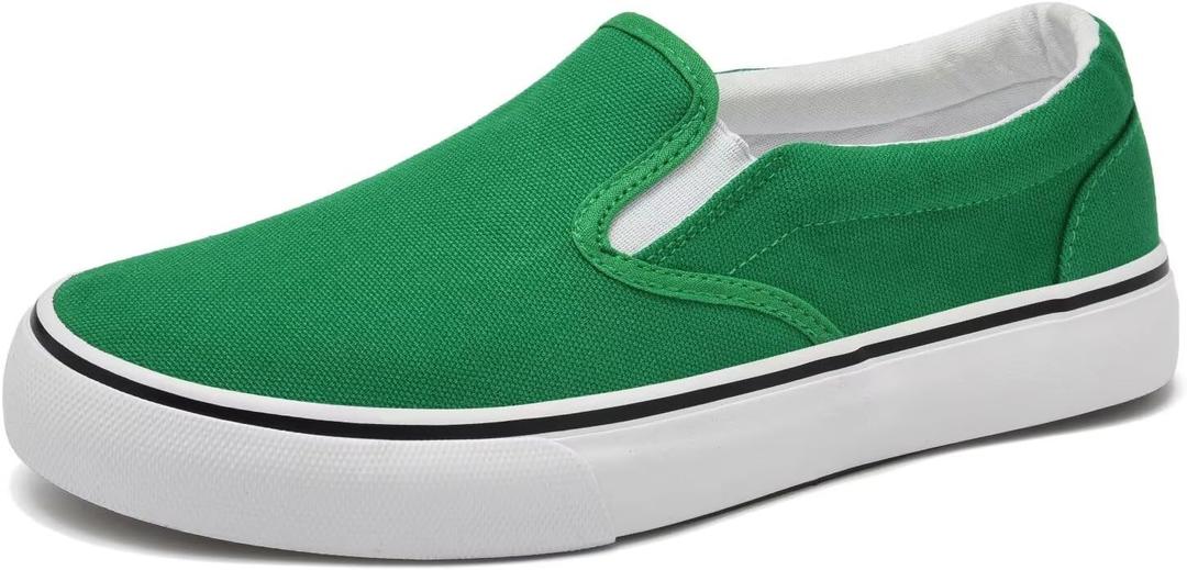 Unisex Classic Slip On Sneakers,Low-Top Casual Canvas Shoes for Woman Comfortable Flats Breathable (Green)
