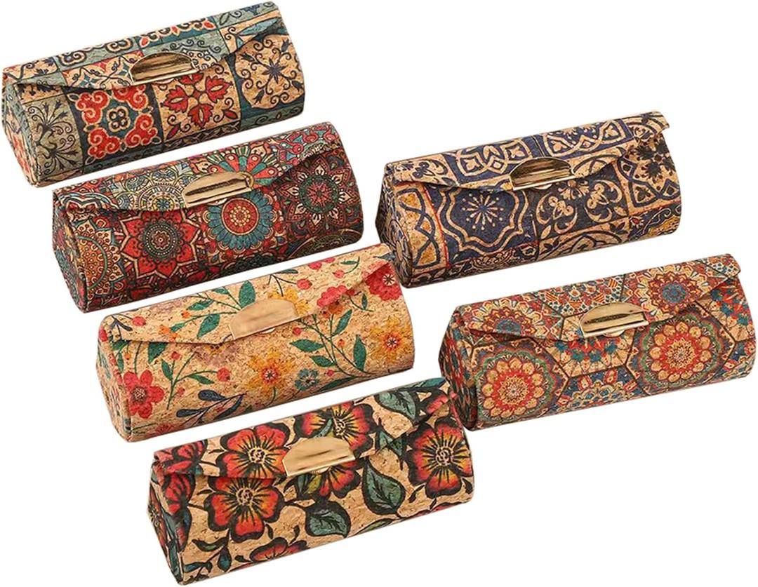 Mandala Bohemian Style 6 Pcs Lipstick Case With Mirror Chapstick Holder Storage Vintage Makeup Box Small Gifts Case