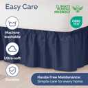 Wrap Around Dust Ruffle Bed Skirt - Navy Blue - for Queen Size Beds with 15 Inch Drop - Elastic Strap - Adjustable Pleated Bedskirt with Brushed Fabric and Wrinkle Free - for Women, Men, Kids & Teens