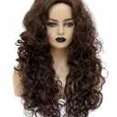 28 Inches Long Wavy Wigs for Women Dark Brown Natural Curly Synthetic costume Hair Wig Fluffy Full Head Halloween Wig