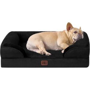 EHEYCIGA Orthopedic Dog Bed for Medium Dogs, Waterproof Memory Foam Medium Dog Beds with Sides, Non-Slip Bottom and Egg-Crate Foam Pet Couch Bed with Washable Removable Cover, Black