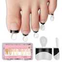 NOVO OVO Half Cover Toe Nail Tips, Pre-Designed Black French Tip - 240Pcs Soft Gel False Toenails for Acrylic Pedicure Extension, Square Shape with Auxiliary Line Guide (15 Sizes, Wide Fit)