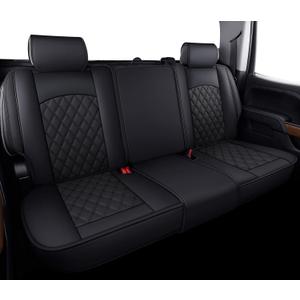 Aierxuan Back Seat Covers Compatioble with Chevy Silverado GMC Sierra Pickup Custom Fit 2007-2026 1500 2500HD 3500HD Crew Double Extended Cab Waterproof Leather Split Bench (Rear Seat/Black)