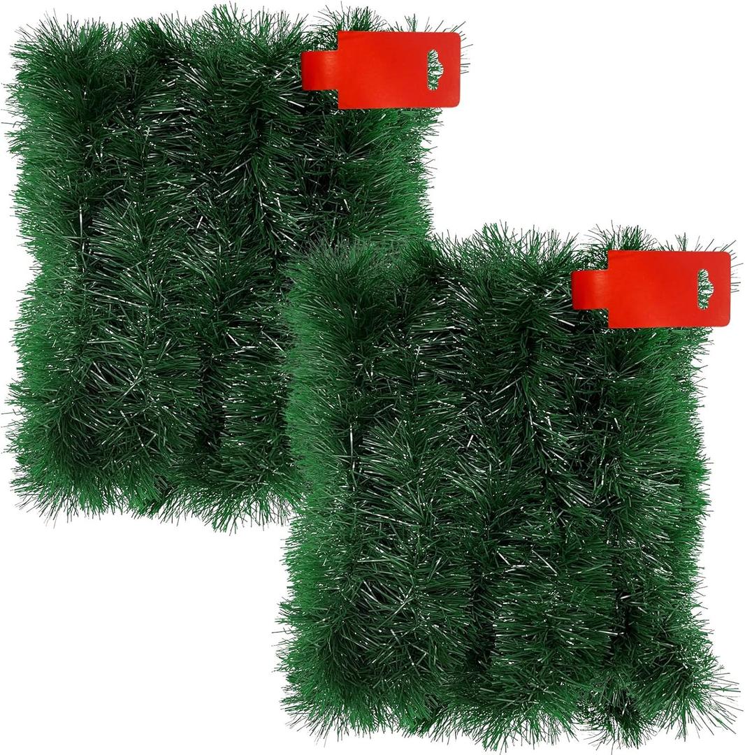TURNMEON 2 Pack Total 66 Foot Christmas Garlands Greenery Decorations, Each 33 Ft Artificial Soft Green Pine Xmas Garland for Stairs Mantle Fireplace Christmas Decoration Outdoor Indoor Home Holiday