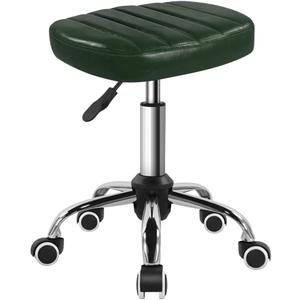 Minimalist Square Swivel Stool with Wheel for Work SPA Shop Massage Height-Adjustable and Cost-Effective Rolling Stool Chair (Green)