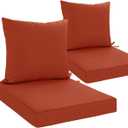 24x24 Inch Outdoor Cushions for Patio Furniture Set of 2, Waterproof Outdoor Chair Cushions w/Fade-Resistant, Removable & Machine-Washable Covers, Deep Seat Sofa/Couch Pad Replacement, Rust, 24 x 24 | 2P