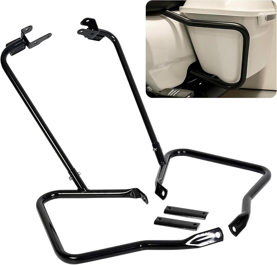 ECOTRIC Saddlebag Bracket Guard Bars Compatible with 2014-2024 Harley Davidson Touring Street Road Glide FLH Saddle Bags Guard Mount Black