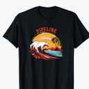 Retro Sunset Pipeline Hawaii Summer Surfing T-Shirt S