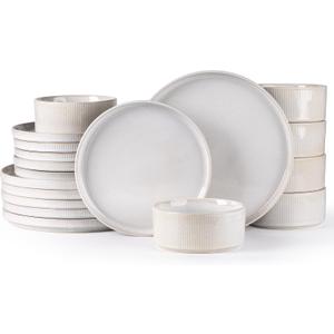 GBHOME Stoneware Dinnerware Sets for 8, 24-Piece Plates and Bowls Set