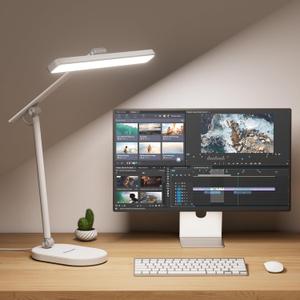 Honeywell Desk Lamp for Home Office, H4 Sunturalux Eye-Caring LED Desk Light, 700LM Dimmable Desk Lamp with Timer, Adjustable Desk Reading Light, Touch Auto Dimming Table Lamp for Study, Bedroom (White)