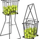 Tennis & Pickleball Hopper with Wheels  Ball Pick Up Basket, Holds 75 Tennis Balls & 50 Pickleballs