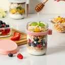 4 Pack Overnight Oats Containers with Lids and Spoons, 16 oz Glass Mason Jars with Airtight Lids, Overnight Oats Jars for Milk, Cereal, Fruit