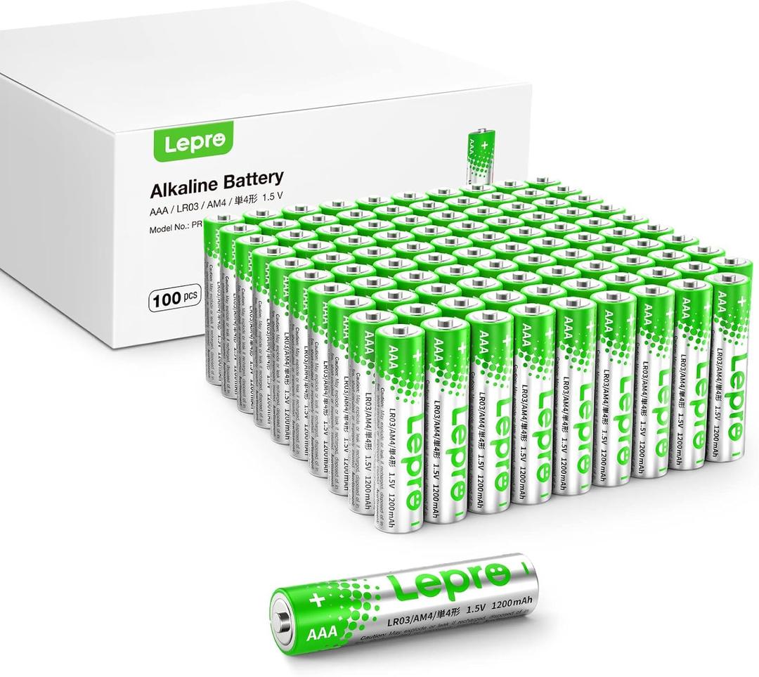 Lepro AAA Batteries 100 Pack, Triple A Batteries with Ultra Long-Lasting Power High Performance, 1.5V Leak-Proof, Corrosion-Resistant Alkaline AAA Batteries, Ideal for Home & Office Devices