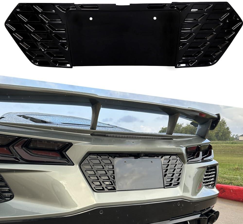 Rear License Plate Frame for Corvette C8 Z51 Coupe HTC Stingray 2020 2021 2022 2023 2024 2025 2026,Not for Z06,License Plate Cover (Style A)