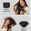 ANNLARY Dual Voltage Hair Dryer, Blow Dryer with Diffuser for Curly Hair | Plasma Ionic Hairdryer for Frizz Control | Foldable for Travel | 6.5Ft ALCI Cord | 110V-120V/220V-240V European Use
