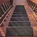 Ottomanson Outdoor Rubber Stair Treads  Circles Heavy-Duty Non-Slip Stair Mats  Best Grip on Concrete, Brick & Textured Step  Fastening Recommended for Wooden & RV Steps, Pack of 5