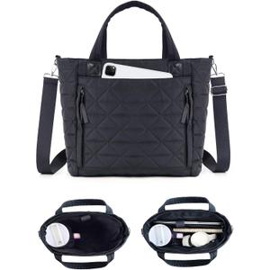 Puffer Tote Bag Compatible with Stanley Cup, Carry On Quilted Bag Work College Travel Handbags Gifts for Women