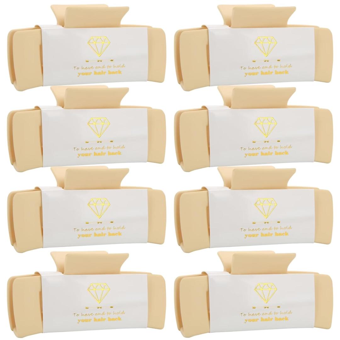 8pcs Bridesmaid Proposal Gifts 4.1 Inch Square Set of 8 Bachelorette Hair Claw Clips ideas Bridal Shower Gift for Wedding Party Favors (Champagne)