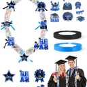 Romart 98 Pcs Graduation Candy Lei Making Kit 2026, Candy Lei Tubing Clear with Blue & Black Ribbons, DIY Candy Lei Wrapping Supplies with PE Bags Cards Stickers for Class of 2026 Grad Party Gifts